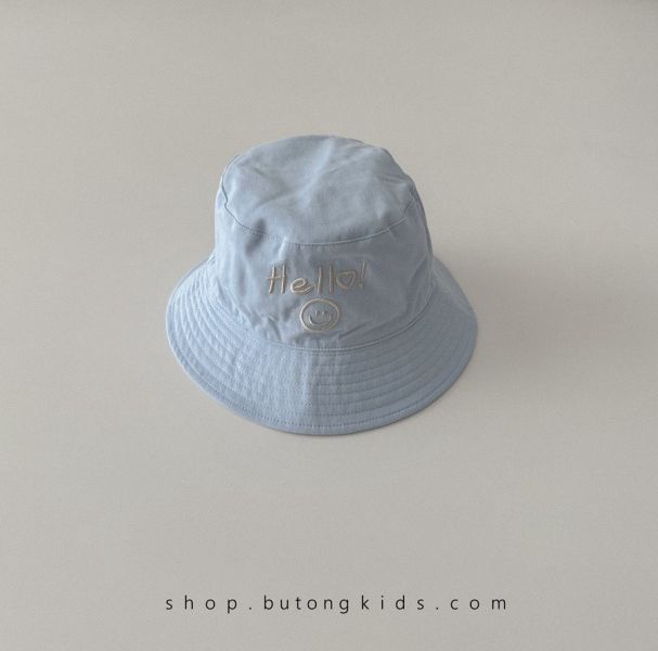 hello笑臉刺繡雙面可戴遮陽盆帽 