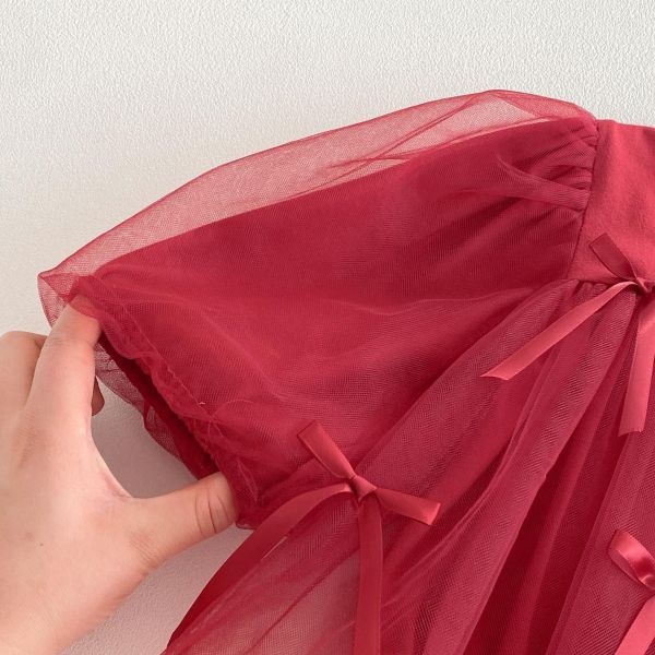 網紗蝴蝶結後開釦包屁衣 