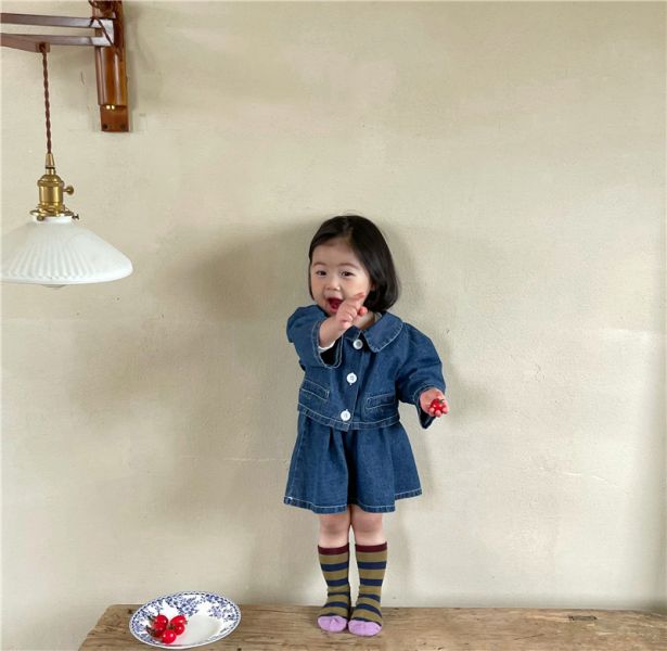 翻領牛仔兩件式套裝 