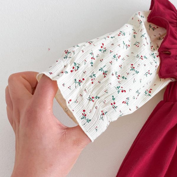 假兩件碎花吊帶鬆緊包屁衣 