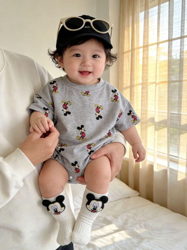 滿版米奇印花寬鬆包屁衣(2色) 