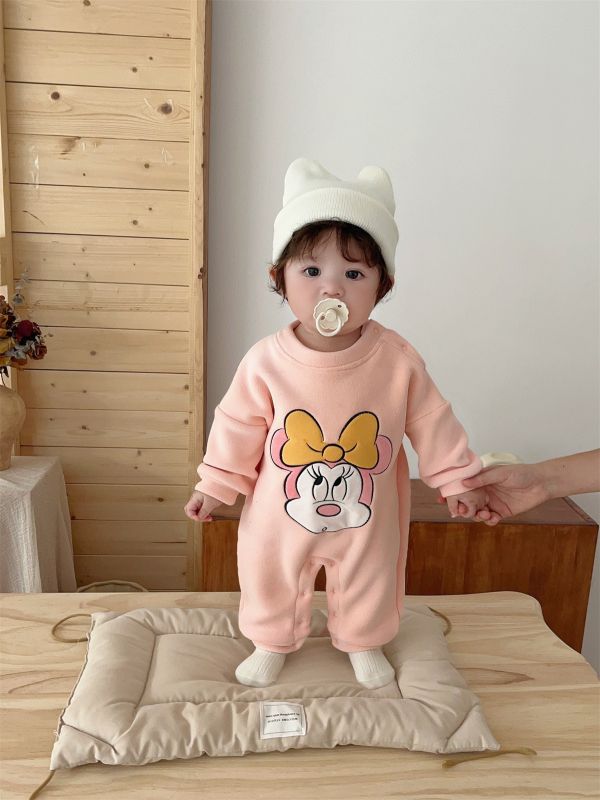 迪士尼刺繡加絨素色連身裝(4款) 