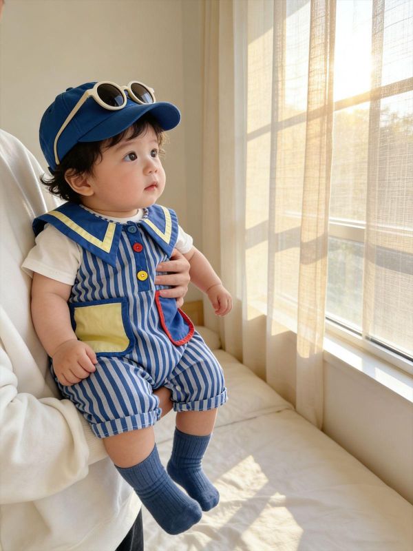 可愛馬戲團小丑翻領兩件套連身裝 