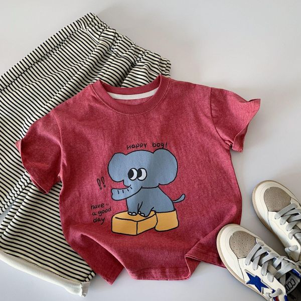 棉質大象印花T恤上衣 