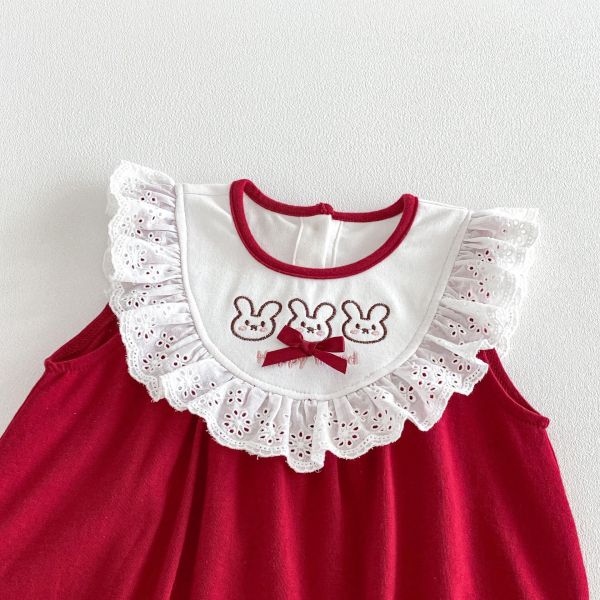 兔子刺繡蕾絲領氣質包屁衣 