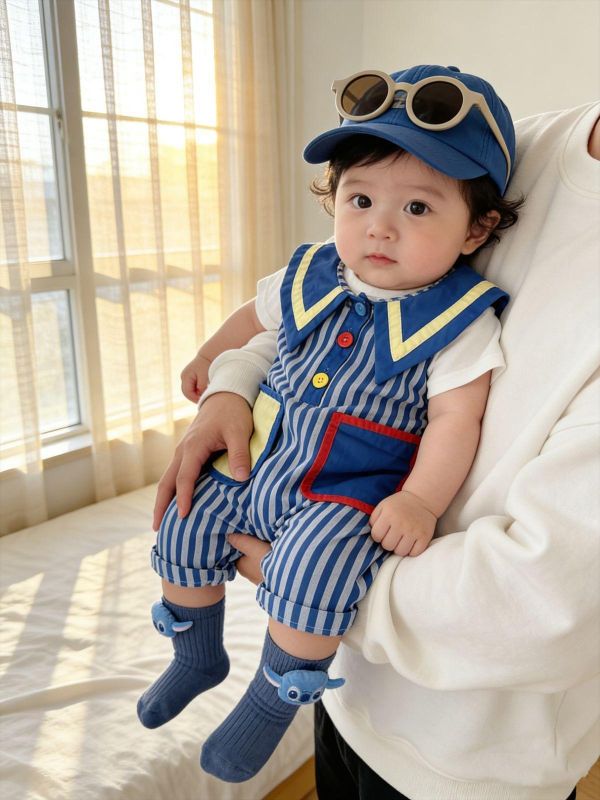 可愛馬戲團小丑翻領兩件套連身裝 