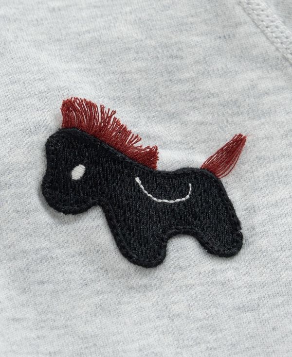 新生兒小馬貼布側開反包手連身裝 