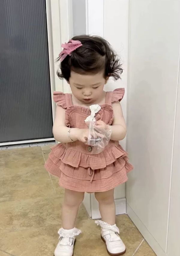 紗布棉花邊兩件式套裝 