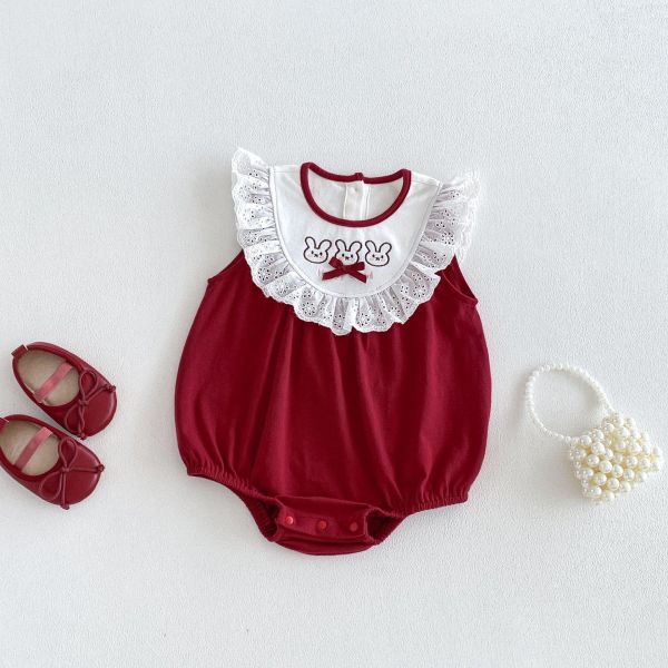 兔子刺繡蕾絲領氣質包屁衣 