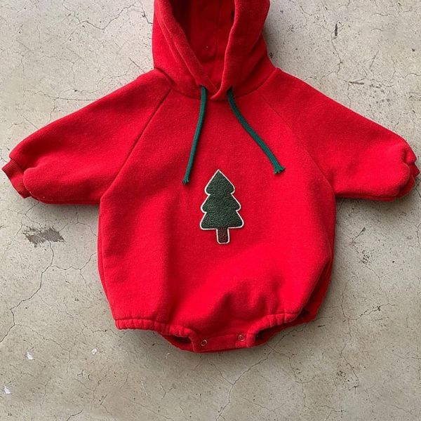 聖誕樹刺繡連帽包屁衣 