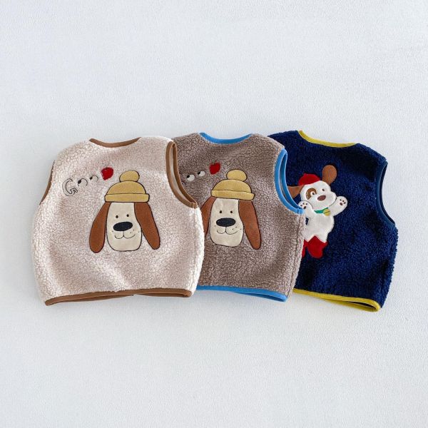 奧莉絨可愛狗狗前後刺繡背心 