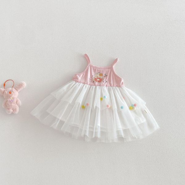 卡通塗鴉背心網紗公主裙 