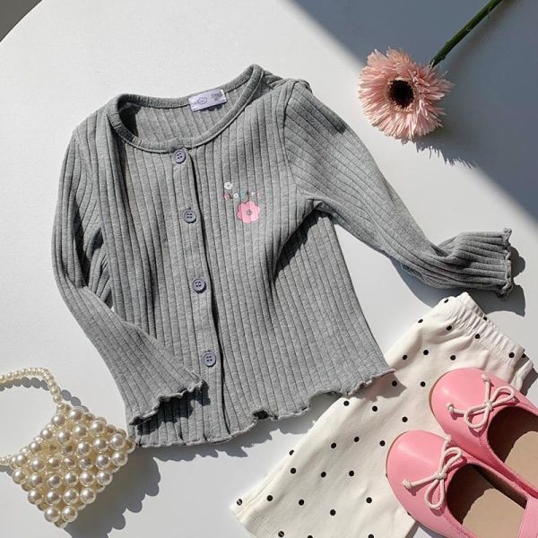 螺紋木耳捲邊可愛印花薄外套 