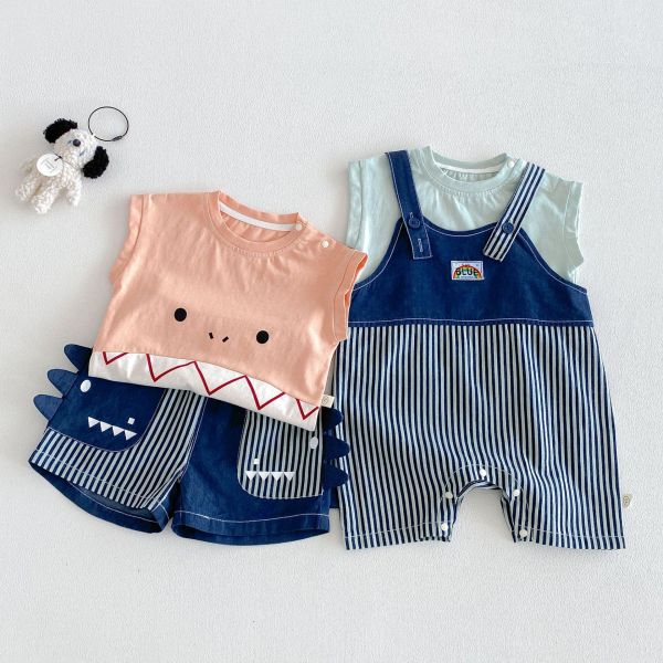 恐龍上衣/牛仔短褲/牛仔吊帶褲 