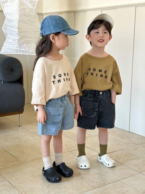 夏季兩色大口袋牛仔短褲 
