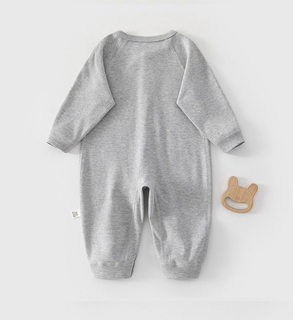 新生兒素色蘋果紅釦連身裝(3色) 