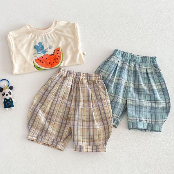 復古英倫格紋燈籠短褲 