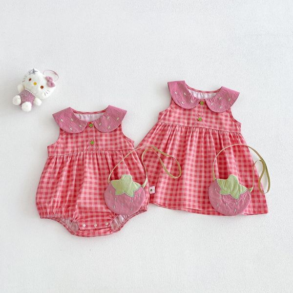 娃娃領格紋包屁衣/洋裝(附番茄包) 