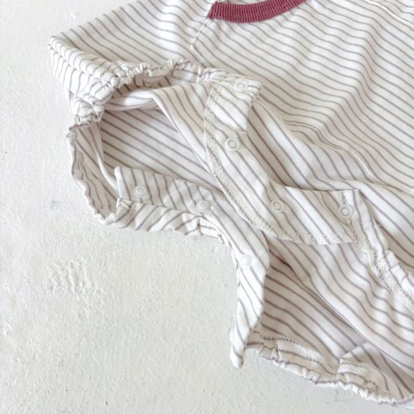 撞色經典條紋大口袋連身裝 