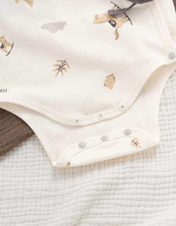 新生兒搖搖馬純棉側開包屁衣/連身裝 