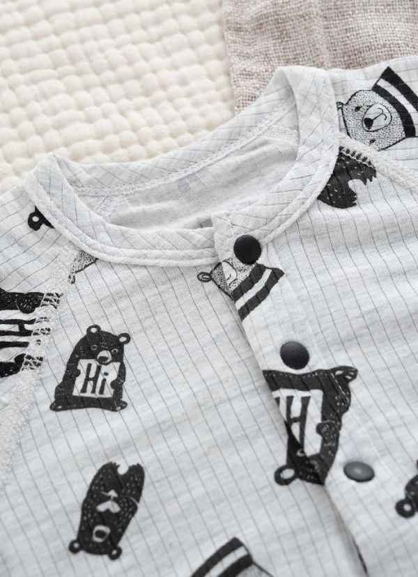 新生兒小熊純棉開釦連身裝 