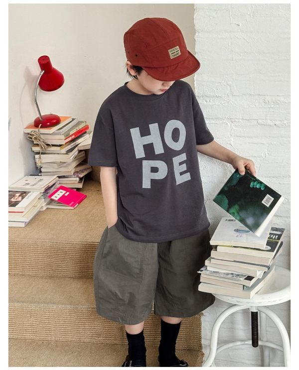 Hope字母素色T恤上衣 
