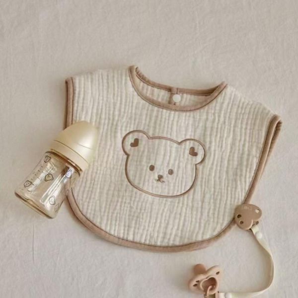 小熊紗布棉吸濕透氣口水圍兜 