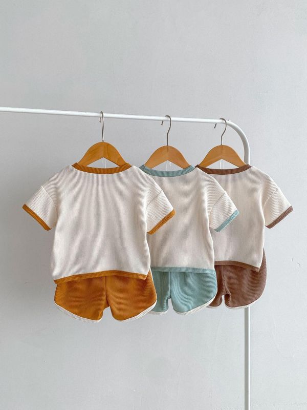 華夫格小熊印花兩件式套裝 