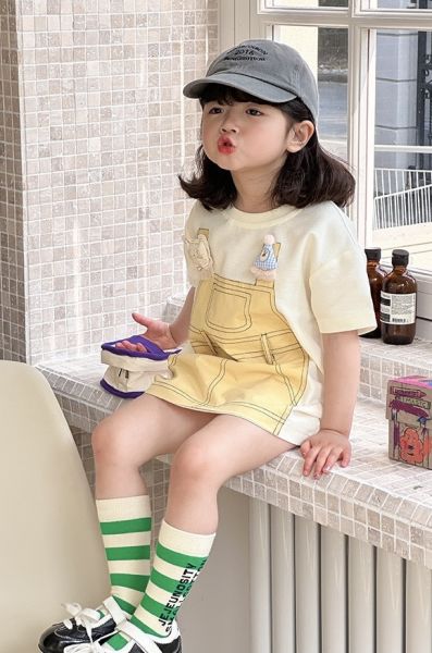假兩件立體娃娃可愛吊帶上衣 