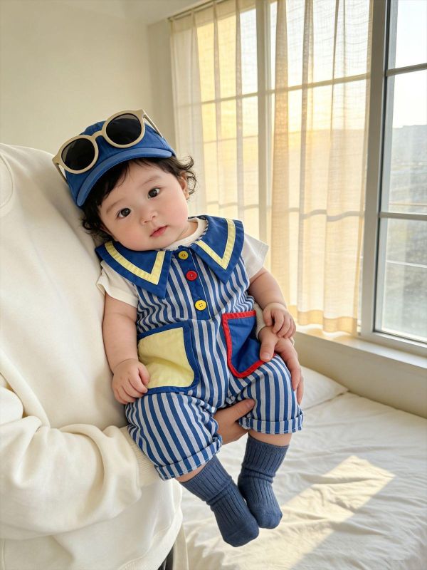 可愛馬戲團小丑翻領兩件套連身裝 