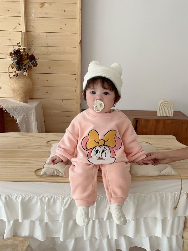 迪士尼刺繡加絨素色連身裝(4款) 