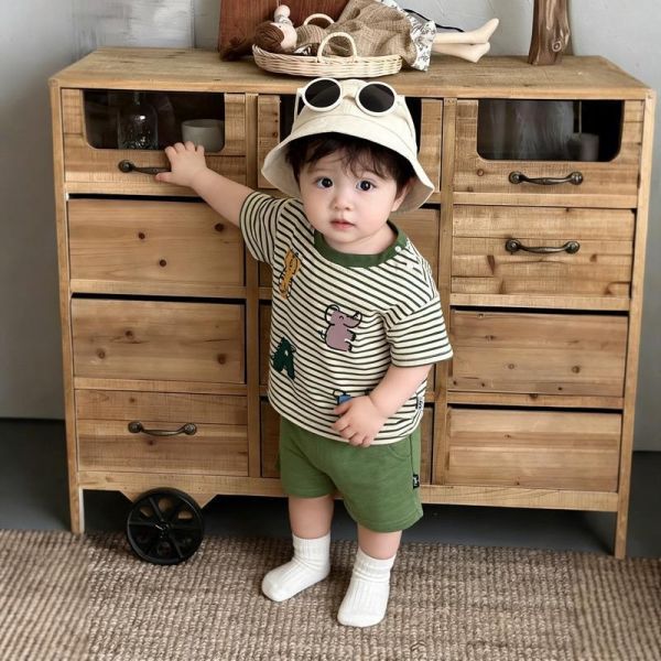 動物條紋套裝/恐龍背心套裝 