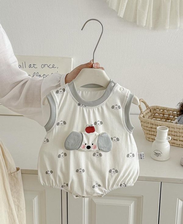 立體可愛狗狗背心式包屁衣 