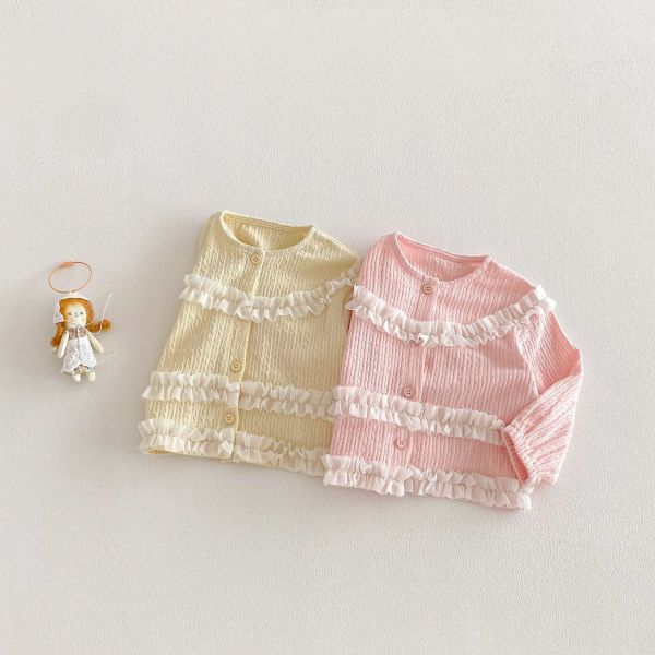 小香風花邊蕾絲拼接開釦外套 