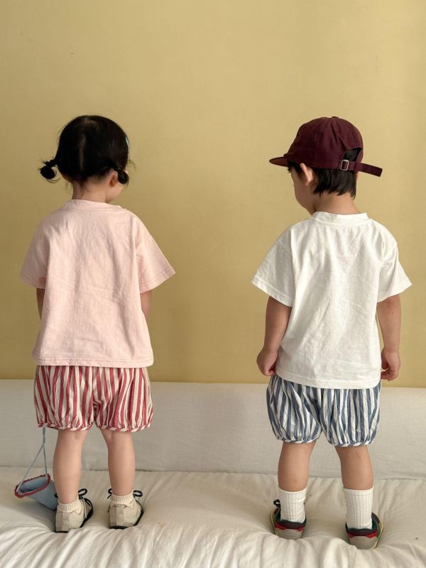 生日帽可愛大象上衣+豎條紋短褲套裝 