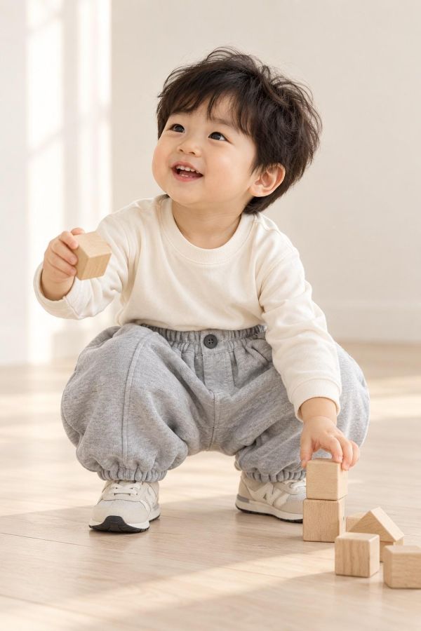 簡約休閒運動風束口棉長褲 