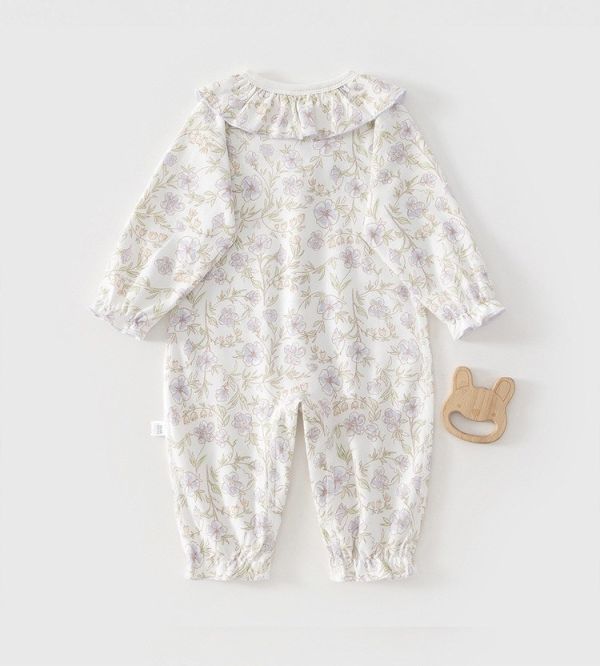 新生兒花領口開釦連身裝(2款) 