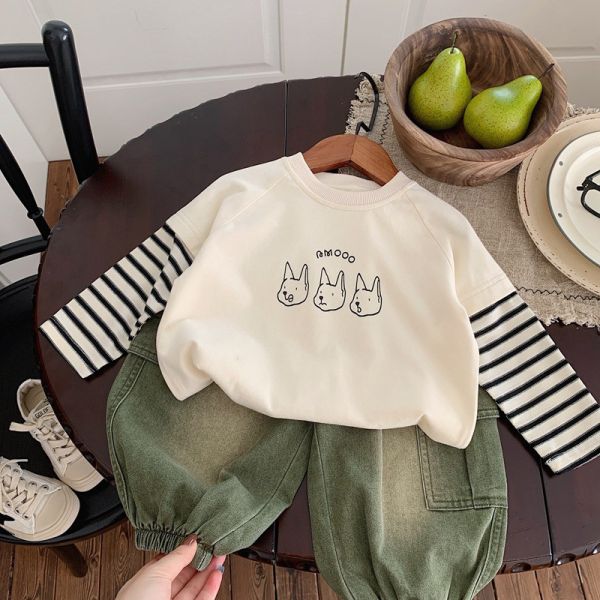 日系狗狗假兩件薄上衣 