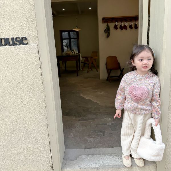 混織毛絨愛心甜系上衣 