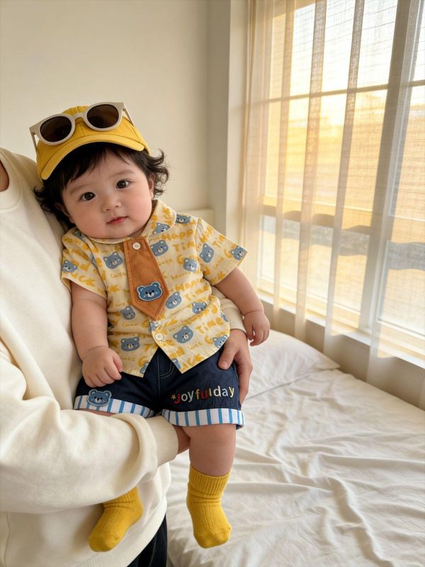 可拆式領帶襯衫+短褲套裝(3款) 