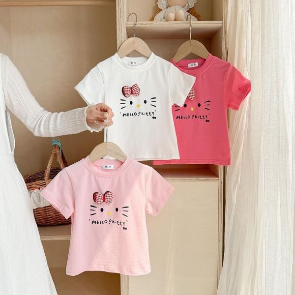 立體蝴蝶結貓咪印花上衣 