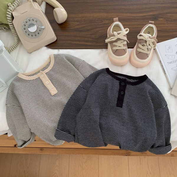 純棉經典條紋圓邊上衣 