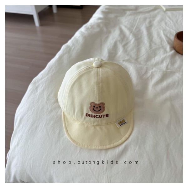 小熊刺繡素色軟帽沿棒球帽 