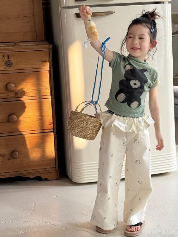 可愛動物印花螺紋彈力背心(3色) 