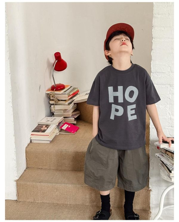 Hope字母素色T恤上衣 