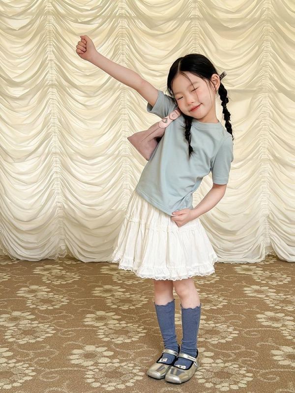 素色彈力後背小字母基礎T恤上衣 