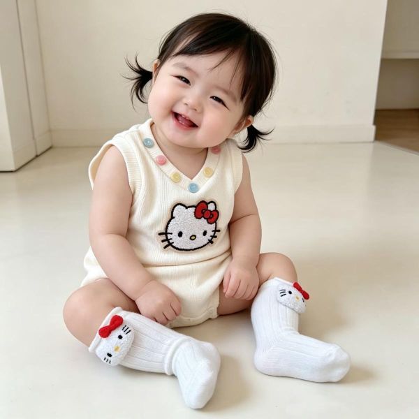 V領蝴蝶結貓咪貼布包屁衣(2款) 