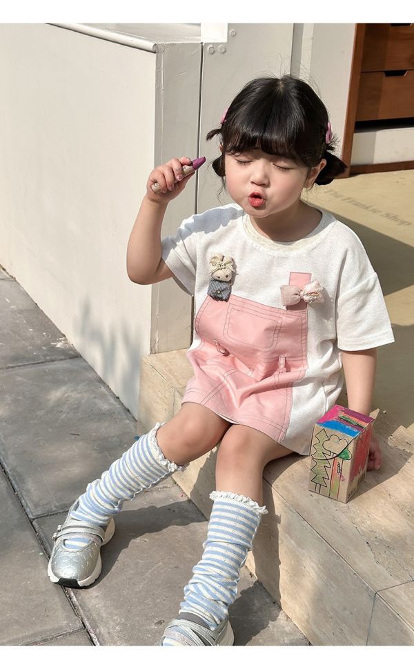 假兩件立體娃娃可愛吊帶上衣 