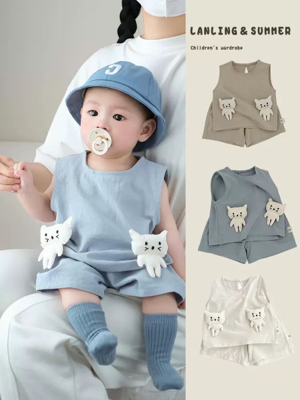 立體可愛貓咪娃娃背心套裝 