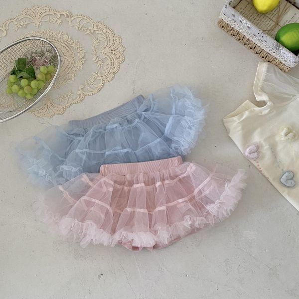 夏季糖果色網紗蛋糕褲裙 